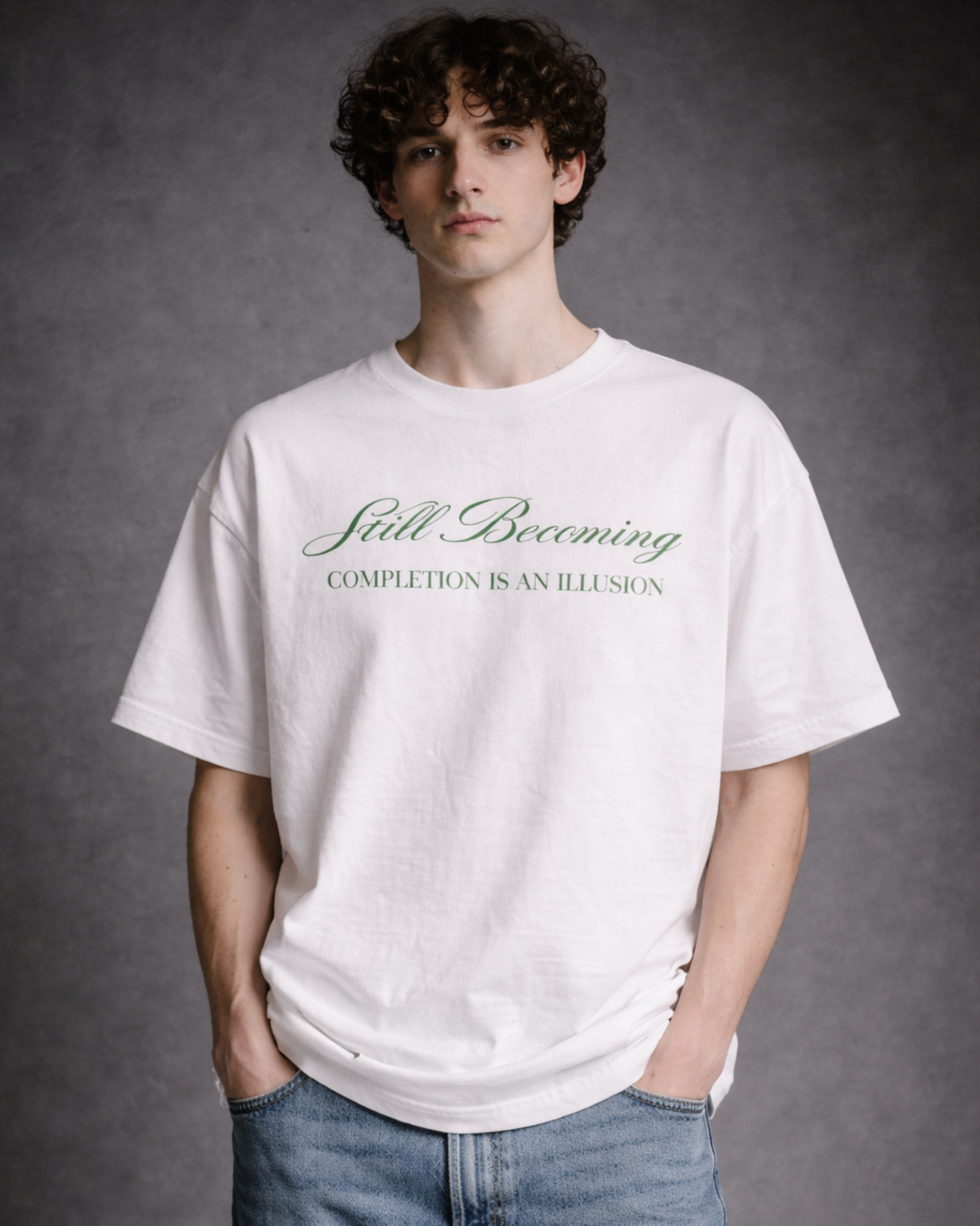 still becoming | oversized emerald on white still becoming | oversized emerald on white