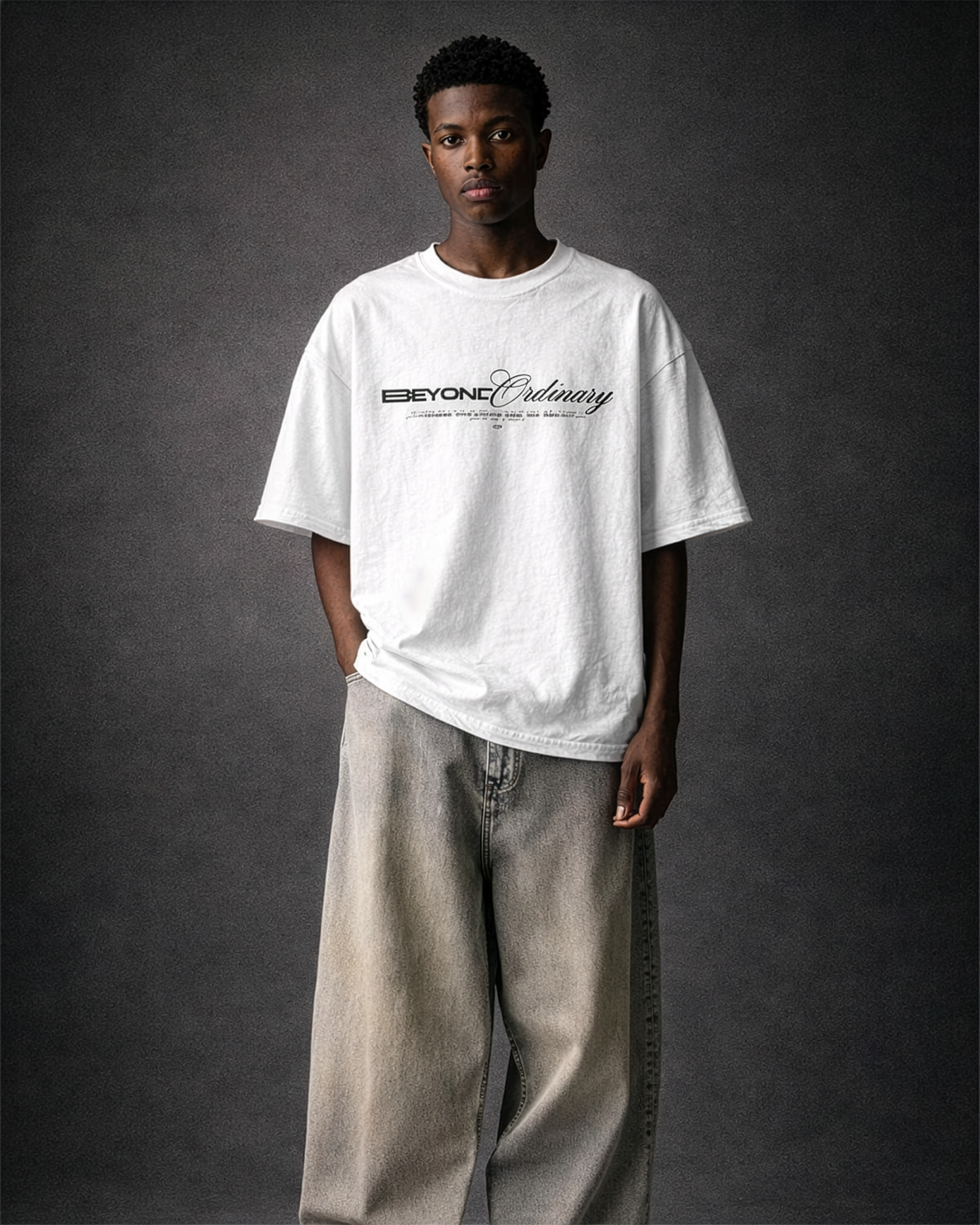 beyond ordinary | oversized glitch tee signature wordmark beyond ordinary | oversized glitch tee signature wordmark