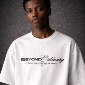 beyond ordinary | oversized glitch tee signature wordmark