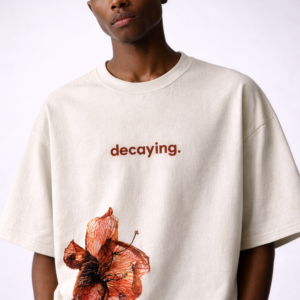 decaying bloom | signature oversized cream tee botanical memento