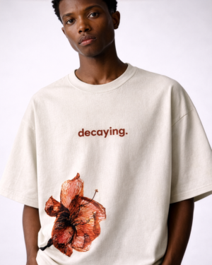 Frolics decaying bloom | signature oversized cream tee botanical memento